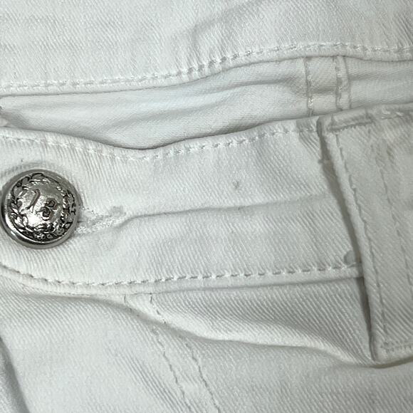 R13 X-Over Skinny Jeans Women 25" White Riot Stretch Denim Cross Waist Summer - Picture 12 of 16